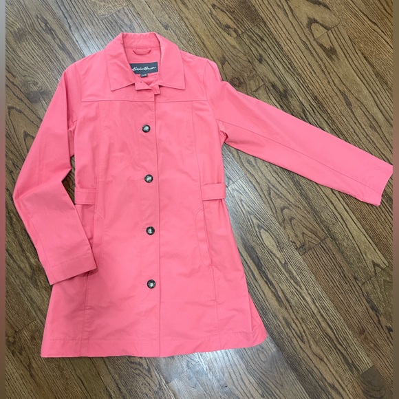 Eddie Bauer Jackets & Blazers - Eddie Bauer Coral Rain Jacket with Buttons - Medium Tall